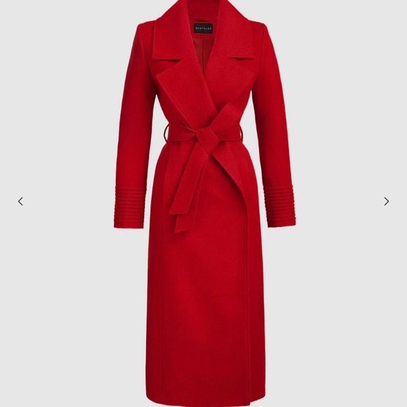 Sentaler Red Baby Alpaca Long Large Notched Collar Wrap Coat Sz XL - Picture 3 of 15